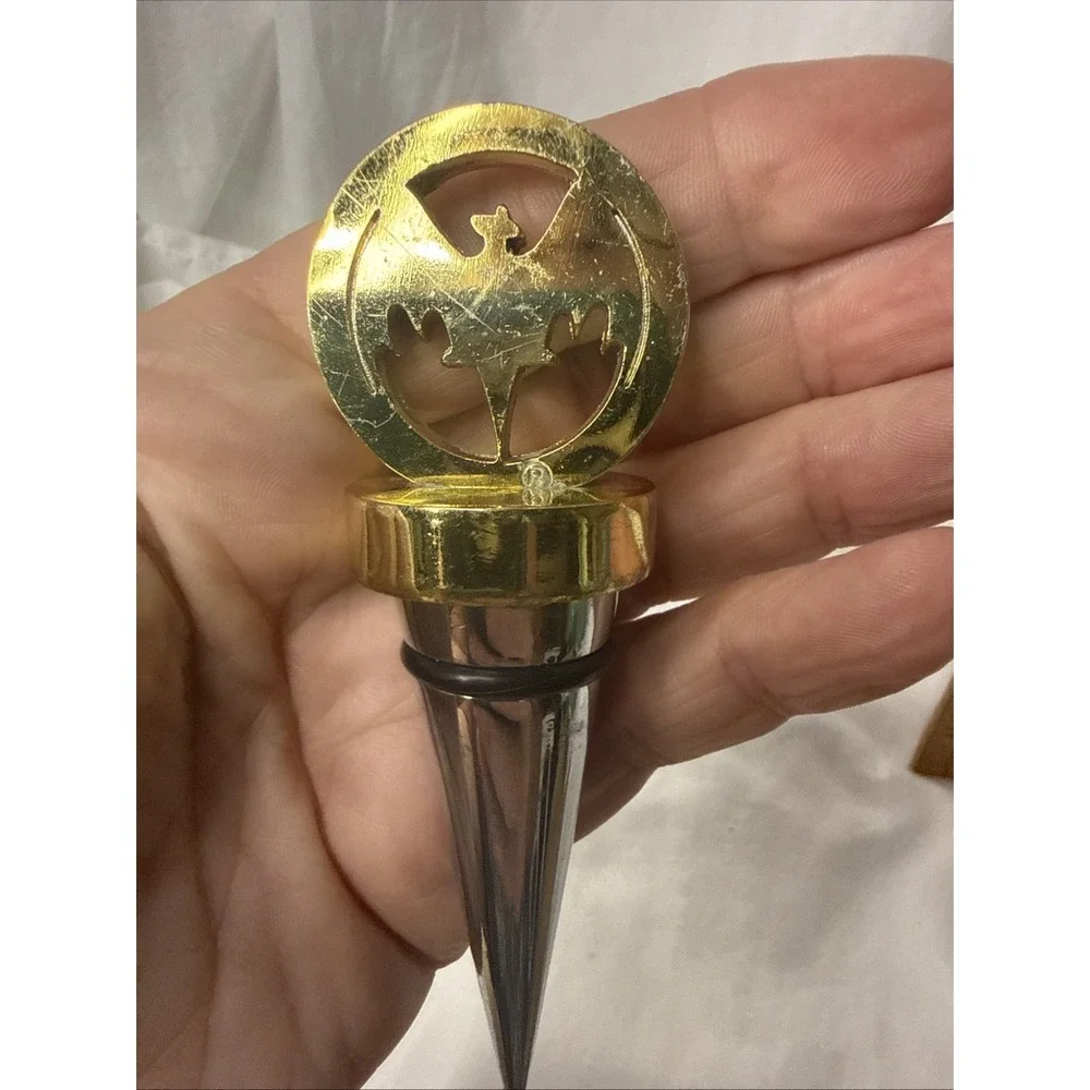 Bacardi 8 Chrome Bottle Cork Stopper With Wooden Bat Logo